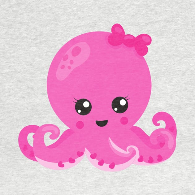 Cute Octopus, Little Octopus, Baby Octopus, Hearts by Jelena Dunčević